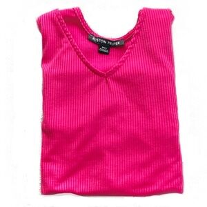 Boston Proper Pink Ribbed Top